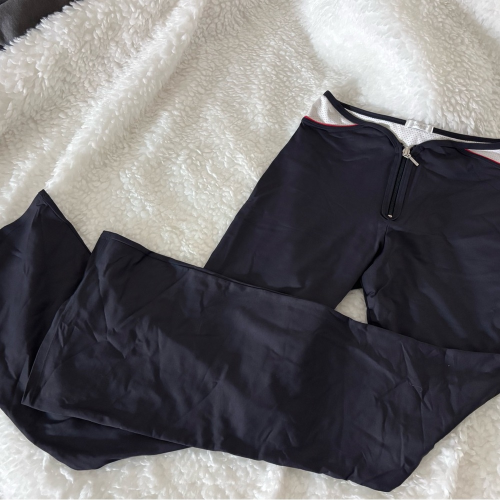 Dark Gray Leggings with Red and White Trim